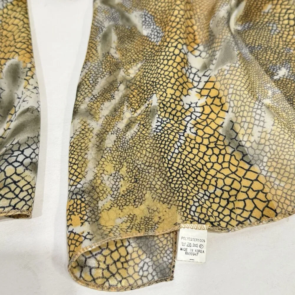 Women’s Snake Print Scarf Sheer Lightweight Gold Black Gray Animal Print Wrap